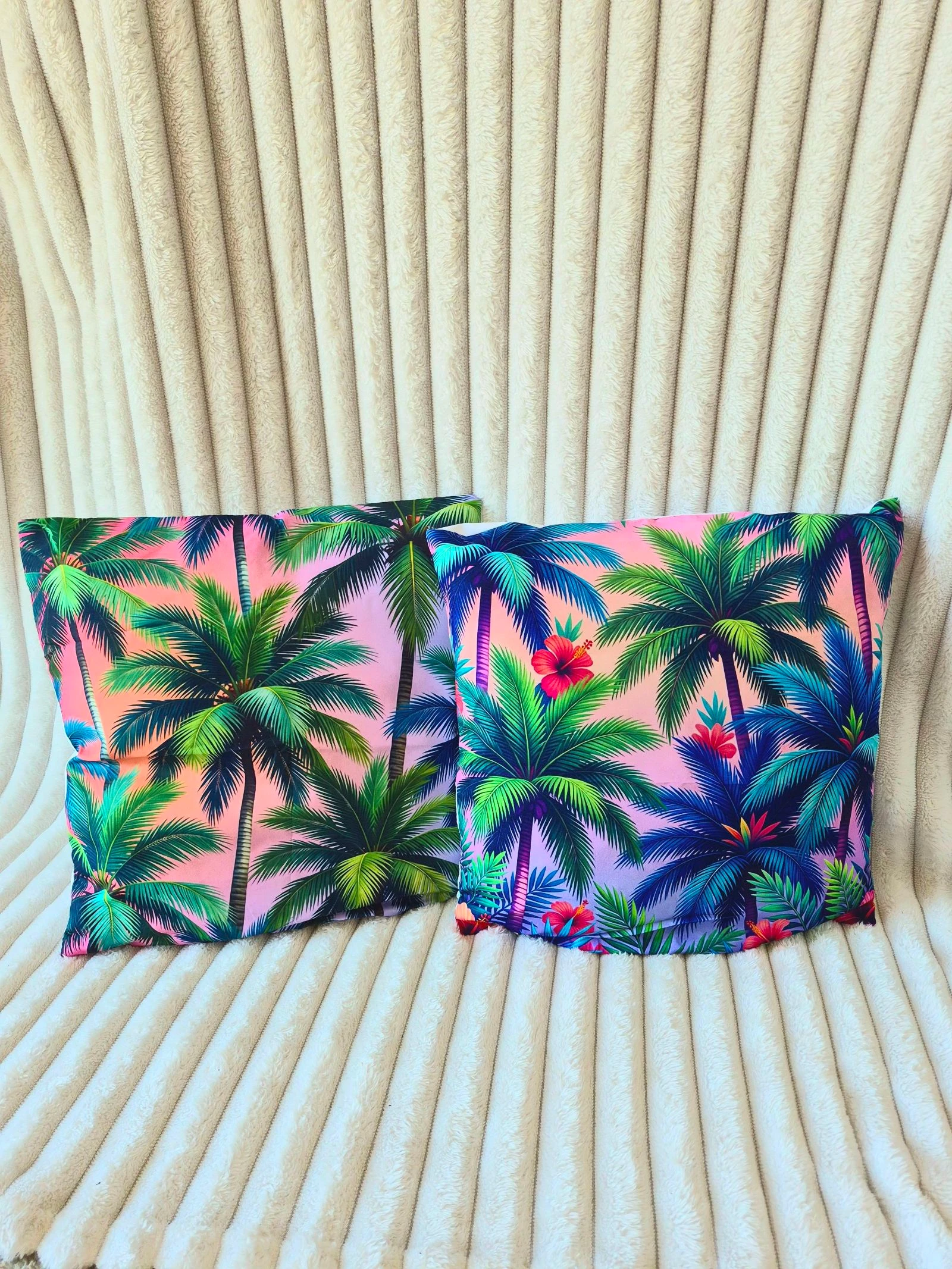 Lot de 2 housses de coussin 40x40cm décoration intérieur extérieur jardin meuble 
